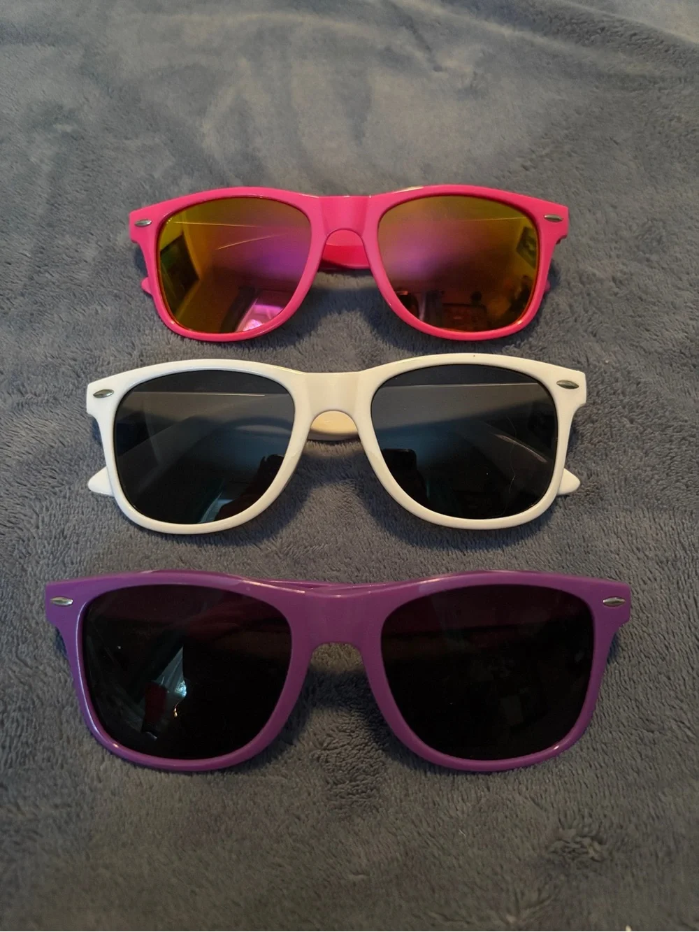 Set of 3 Wayfarer-Style Sunglasses - Pink, White, Purple